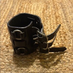 Black Leather Men's Cuff Bracelet